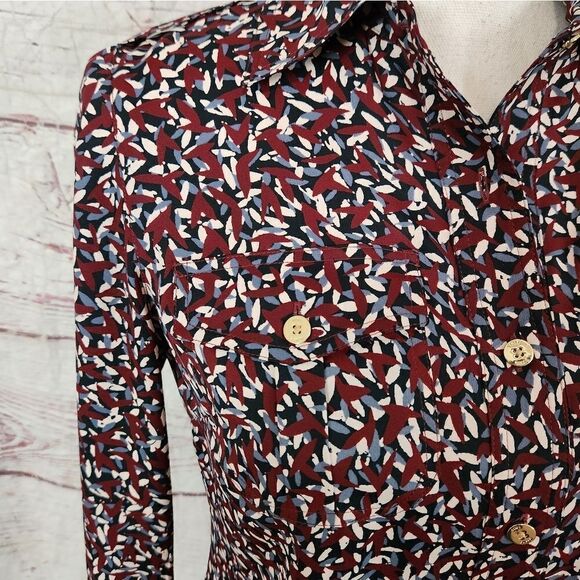 Tory Burch Button Front Patterned Blouse Size 0 - Picture 4 of 6